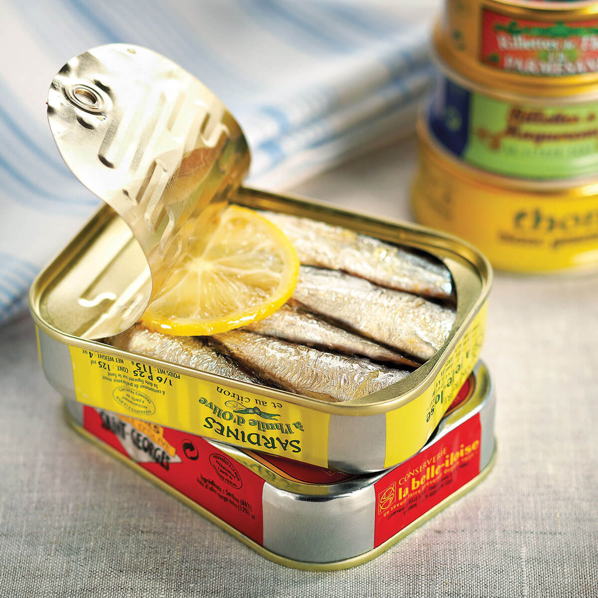 Sardines met olijfolie en citroen